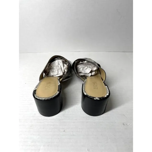 Michael Michael Kors Abbott Snakeskin Slide On Criss Cross Open Toed Sandals NEW