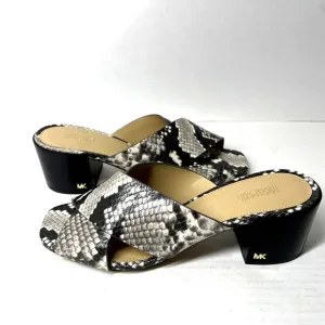 Michael Michael Kors Abbott Snakeskin Slide On Criss Cross Open Toed Sandals NEW