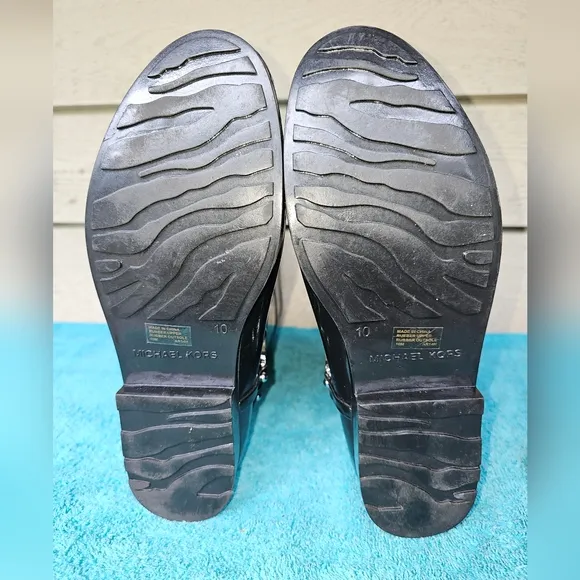 MICHAEL Michael Kors Black Fulton Harness Tall Rubber Rain Boots Women’s Size 10