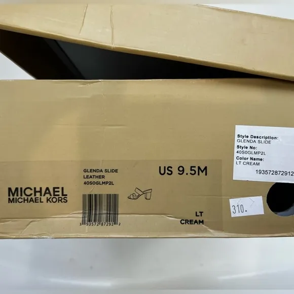 Michael Michael Kors Glenda slide leather 9.5 M chunky wedge slip on sandals