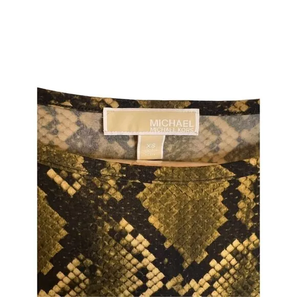 MICHAEL MICHAEL KORS Python-Print Matte-Jersey Shift Dress sz XS