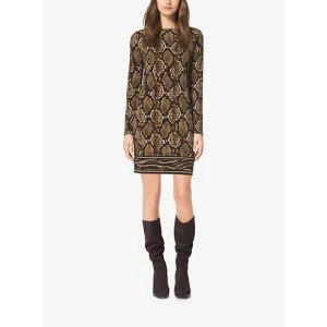 MICHAEL MICHAEL KORS Python-Print Matte-Jersey Shift Dress sz XS
