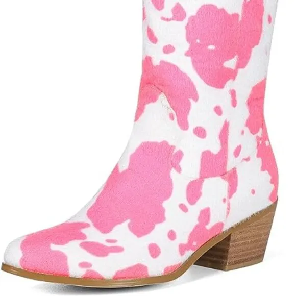 Mid Calf Pink Cowboy Boots