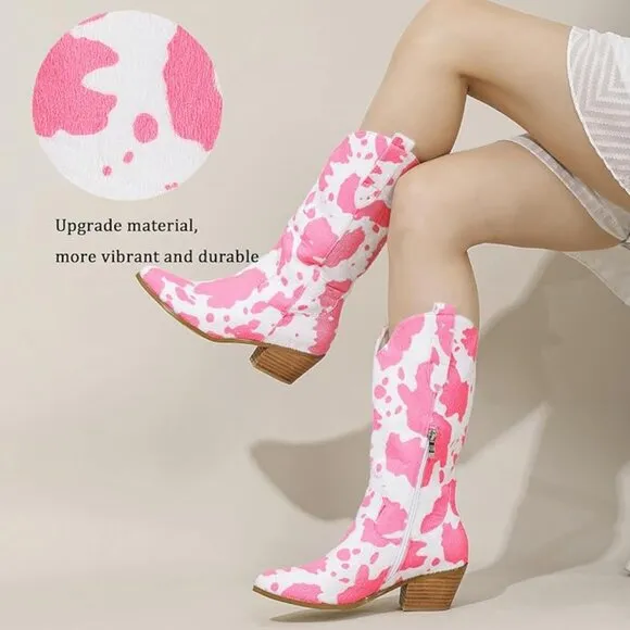 Mid Calf Pink Cowboy Boots