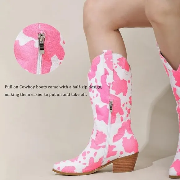 Mid Calf Pink Cowboy Boots