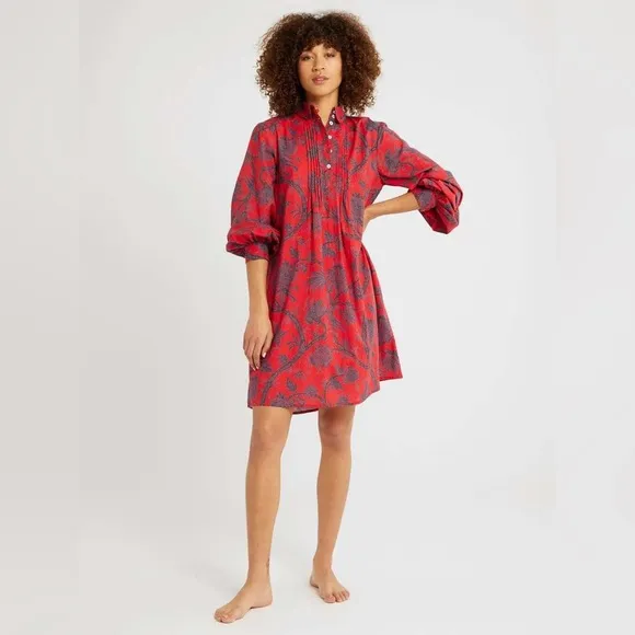Mille Resort &amp; Travel Bonnie Dress - Carmine Red Blue Floral