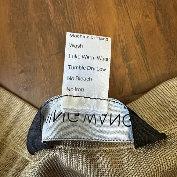 MING WANG Knit Skirt Sand Beige Elastic Waist Minimalist Preppy 90s