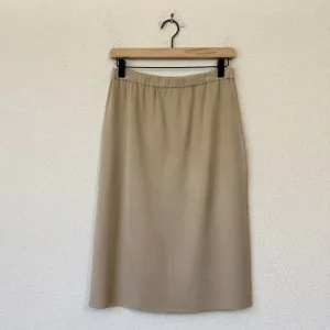 MING WANG Knit Skirt Sand Beige Elastic Waist Minimalist Preppy 90s