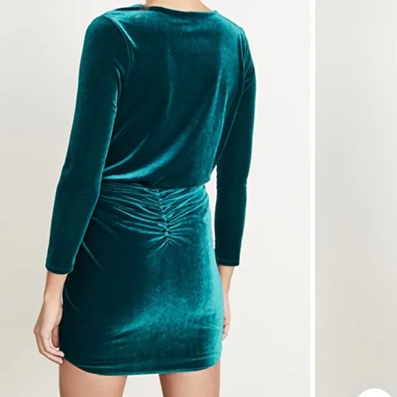 misa los angeles ophelie green velvet draped knot front mini holiday party dress