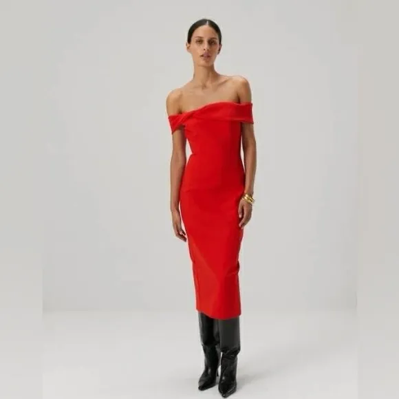 Misha Bernadine Flame Red Dress. Size Large. NWT