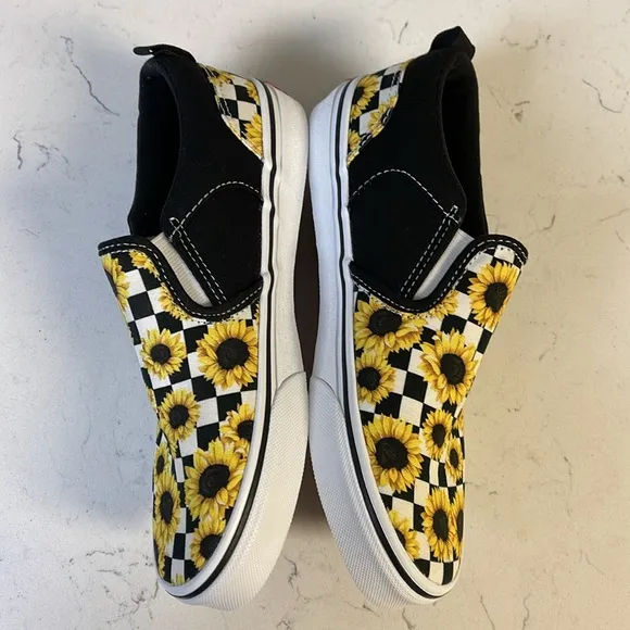 MISSY VANS ASHER CHECKER SKATE SHOES Sunflower print MISSY Size 4.5