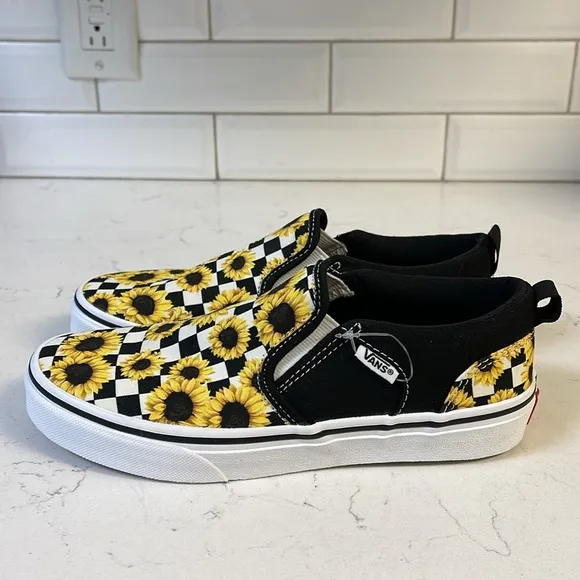 MISSY VANS ASHER CHECKER SKATE SHOES Sunflower print MISSY Size 4.5