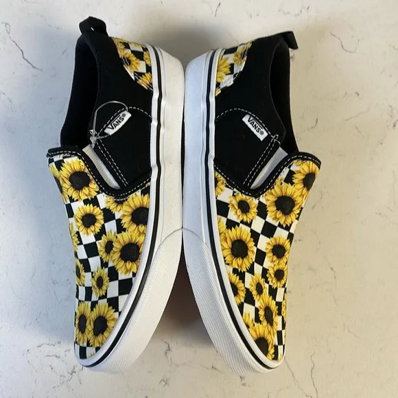 MISSY VANS ASHER CHECKER SKATE SHOES Sunflower print MISSY Size 4.5
