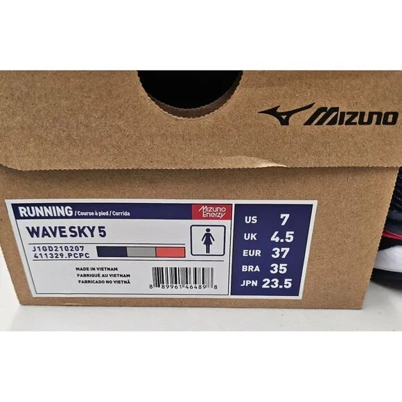 Mizuno Wave Sky 5 Navy Women's Running Shoes Size 7