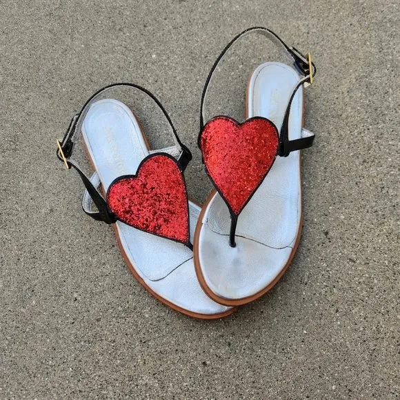 MODERN VICE Glitter Heart Thong Sandals