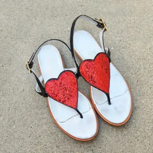 MODERN VICE Glitter Heart Thong Sandals