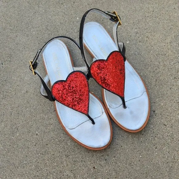 MODERN VICE Glitter Heart Thong Sandals