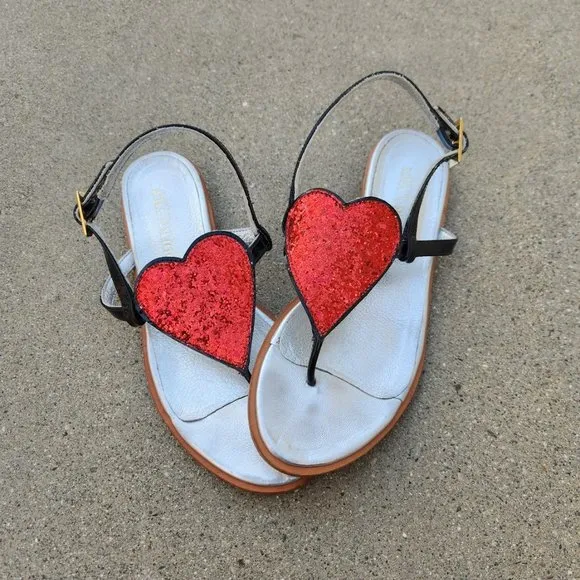 MODERN VICE Glitter Heart Thong Sandals