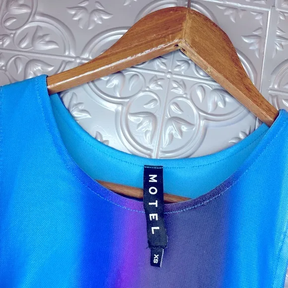 Motel Rocks Dollskill Ardilla Bodycon Dress in Solarized Blue Print Sz XS