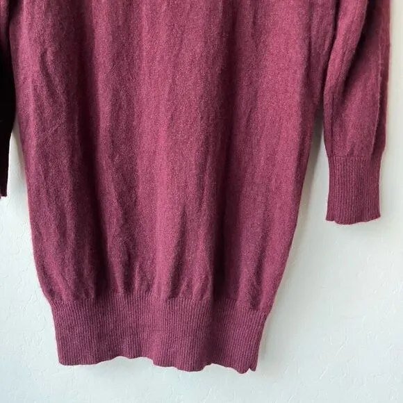 NAADAM Dress Cashmere Turtleneck Long Sleeve Sweater Dress Burgundy Red Size S