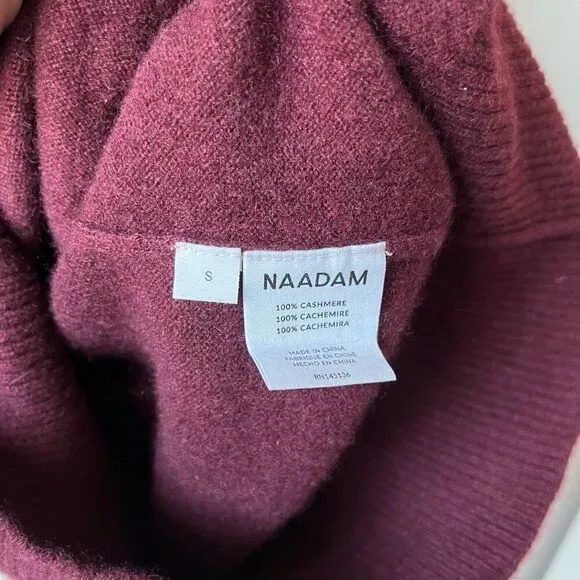 NAADAM Dress Cashmere Turtleneck Long Sleeve Sweater Dress Burgundy Red Size S