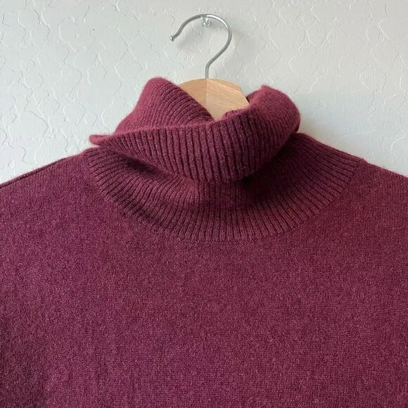 NAADAM Dress Cashmere Turtleneck Long Sleeve Sweater Dress Burgundy Red Size S
