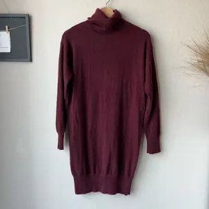 NAADAM Dress Cashmere Turtleneck Long Sleeve Sweater Dress Burgundy Red Size S