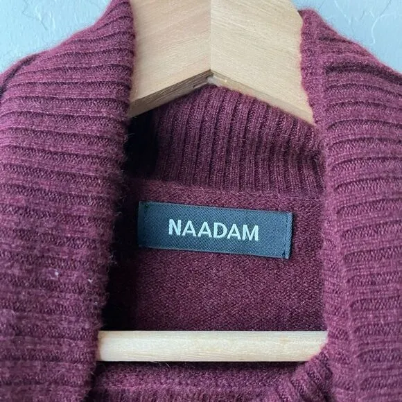 NAADAM Dress Cashmere Turtleneck Long Sleeve Sweater Dress Burgundy Red Size S