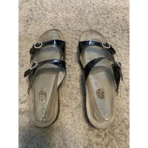 Naot Black Leather Kate Rhinestone Slip-On Sandals Shoes Womens Size 9 40