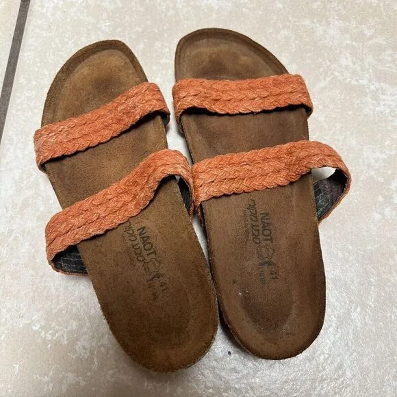 Naot Mandarin Linen Braid Slip On Footbed Sandals Size 41