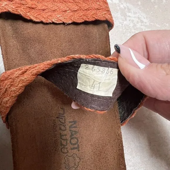 Naot Mandarin Linen Braid Slip On Footbed Sandals Size 41