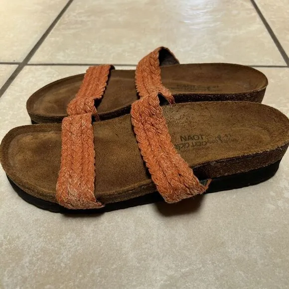 Naot Mandarin Linen Braid Slip On Footbed Sandals Size 41