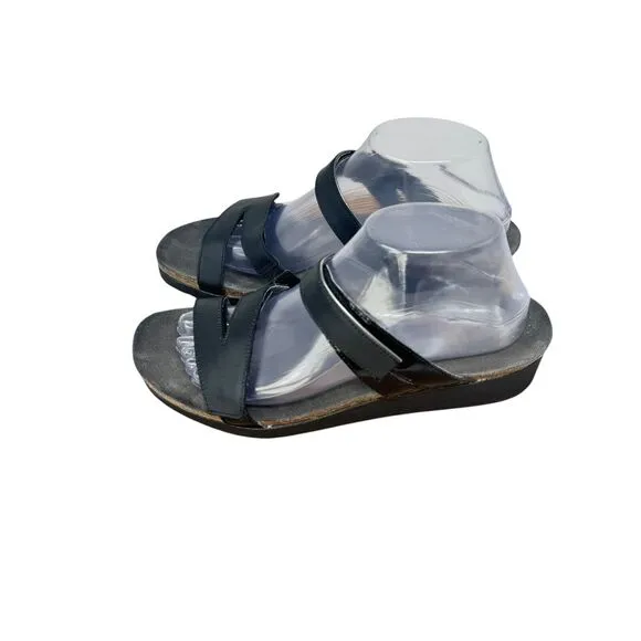 Naot Presley Black Leather Sandals Slip On Comfort Wedge Womens 41 US 10