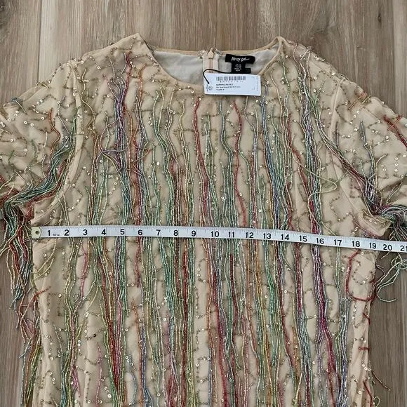 Nasty Gal Plus Size Tassel Beaded Mini Shift Dress 14