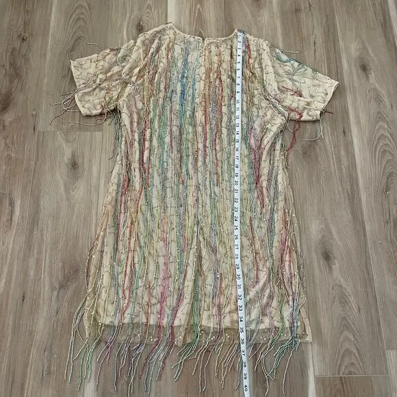 Nasty Gal Plus Size Tassel Beaded Mini Shift Dress 16