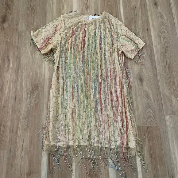 Nasty Gal Plus Size Tassel Beaded Mini Shift Dress 16