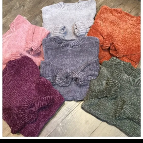Natalie Chenille Knit Sweater Oversized Boyfriend Fit Long Sleeve Wine Size Med