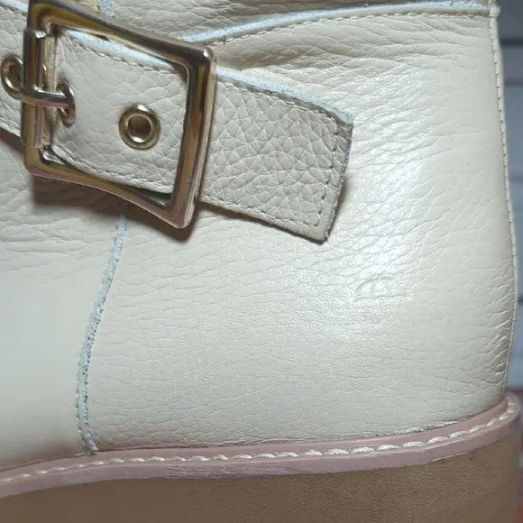 Naturalizer Darry Tall Leather Water Repel Boots Porcelain Cream Wide Calf 8.5