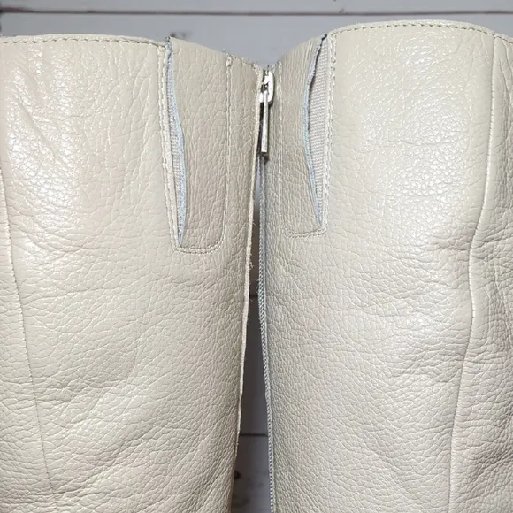 Naturalizer Darry Tall Leather Water Repel Boots Porcelain Cream Wide Calf 8.5