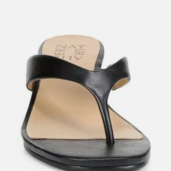 NATURALIZER Lenna Womens Leather Slip On Wedge Sandals In Black Leather
