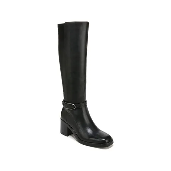 NATURALIZER Womens Black Buckled Strap Elliot Block Heel Leather Boots Shoes 8 W