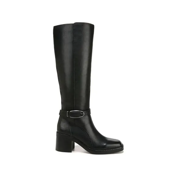 NATURALIZER Womens Black Buckled Strap Elliot Block Heel Leather Boots Shoes 8 W