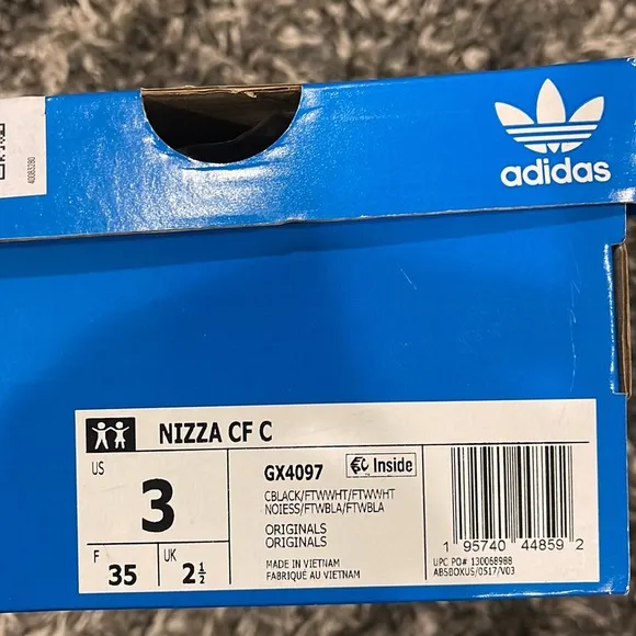 New ADIDAS Velcro NIZZA CF C in Black / White