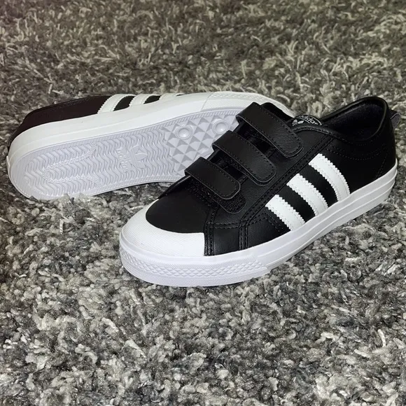 New ADIDAS Velcro NIZZA CF C in Black / White