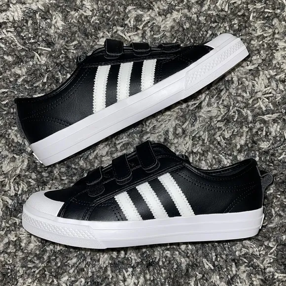New ADIDAS Velcro NIZZA CF C in Black / White