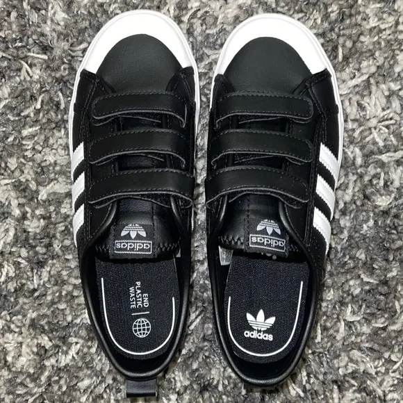 New ADIDAS Velcro NIZZA CF C in Black / White