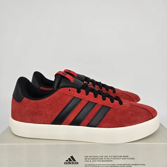 New adidas VL Court 3.0 Better Scarlet Black Men's Skateboarding Shoes Size 9.5