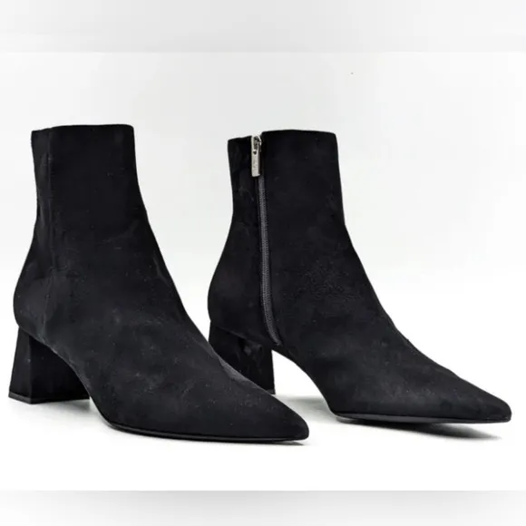 New. AGL Mimma Italian Fine Black Suede Dressy Pointy Boots US 6.5 EU 36.5