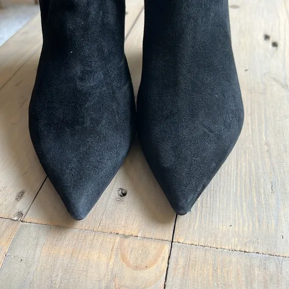 New. AGL Mimma Italian Fine Black Suede Dressy Pointy Boots US 6.5 EU 36.5