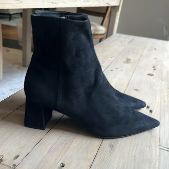 New. AGL Mimma Italian Fine Black Suede Dressy Pointy Boots US 6.5 EU 36.5